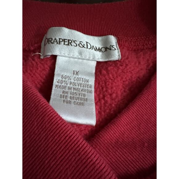 Drapers & Damons Shirt Womens XL 1X Long Sleeve Button Up Retro Pockets Red READ - Picture 6 of 8